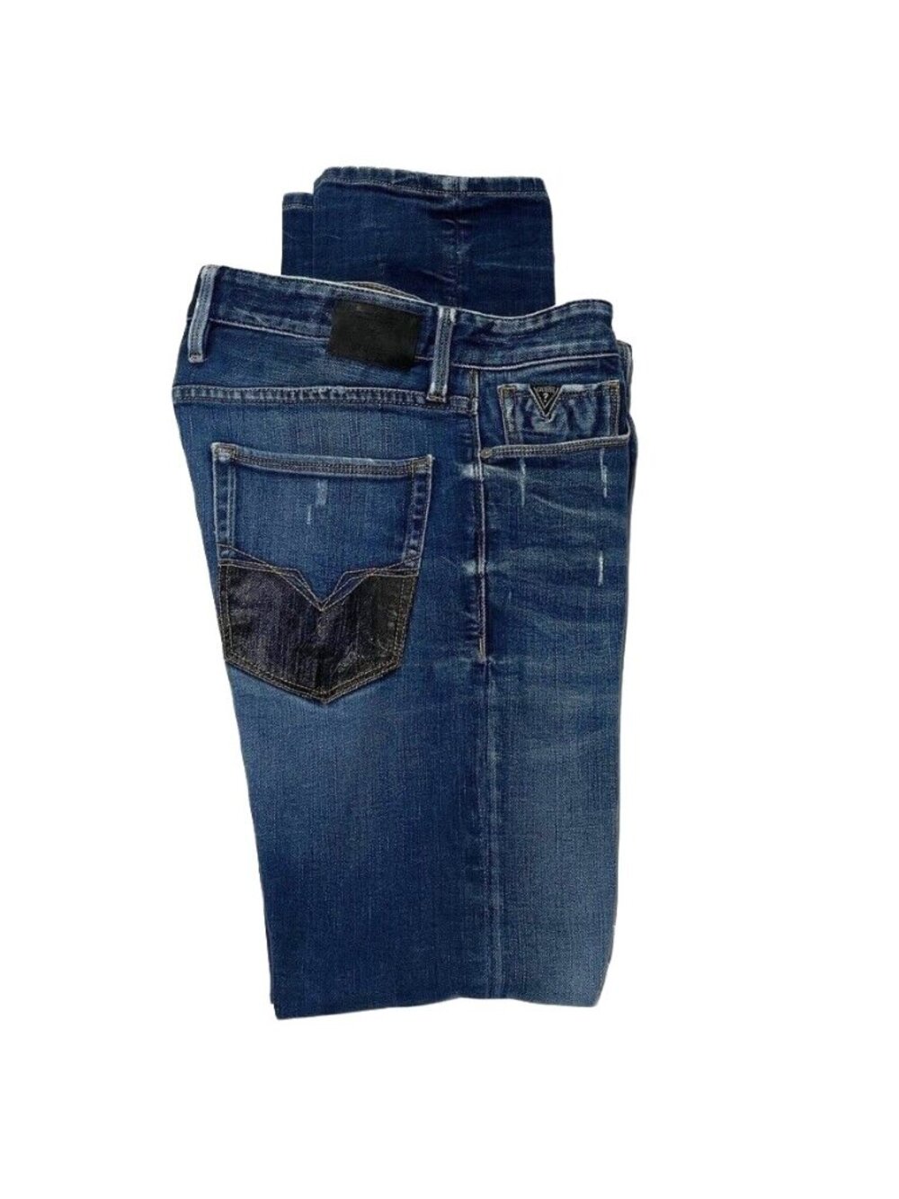 Guess Mens Slim Straight Jeans Size 31 Dark Wash Cotton Blend Stretch Denim